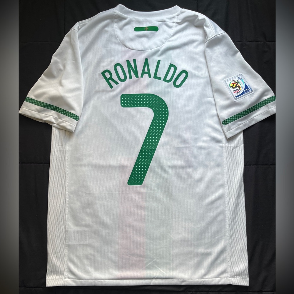 Ronaldo #7 Retro Portugal Away 2010 S-L white jersey cristiano